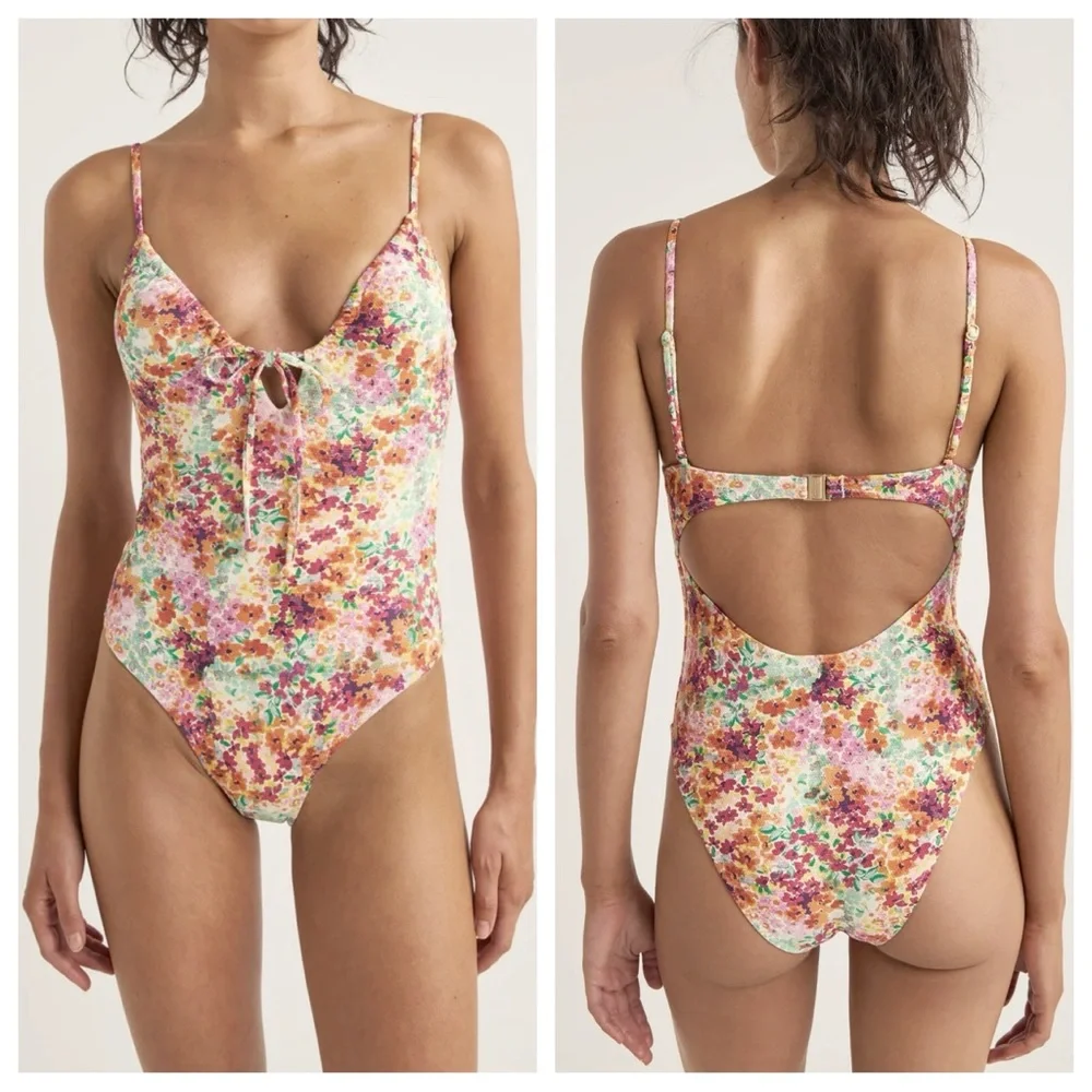 Free People x Rhythm Sierra Floral Tie Front One Piece | XL NWT